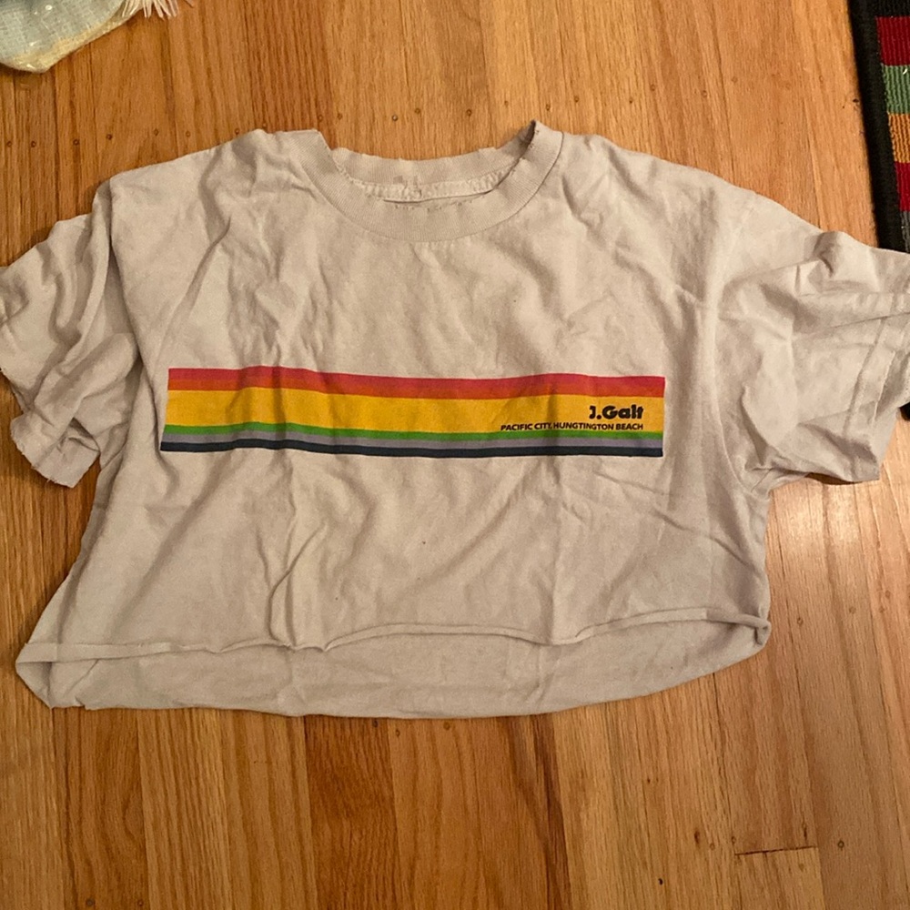 Teen Rainbow & Beige Cropped Shirt